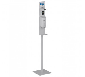 Stand con termómetro + dosificador automático en spray desinfectante negro