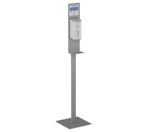 Stand con dosificador automático en gel desinfectante de manos gris