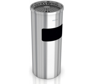 Papelera con cenicero inox brillante